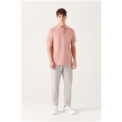 Gül Kurusu %100 Pamuk Serin Tutan Polo Yaka T-Shirt