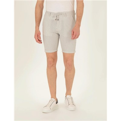 Gri Slim Fit Beli Lastikli Şort