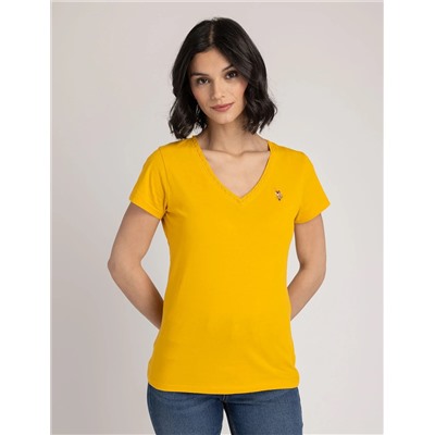 SCALLOP TRIM V-NECK T-SHIRT