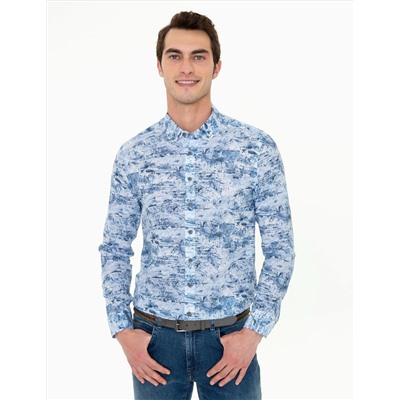 Mavi Slim Fit Uzun Kollu Gömlek