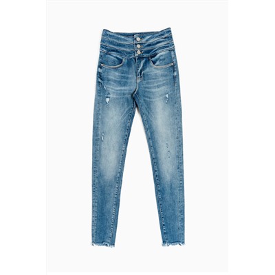 Vaquero skinny de tiro alto Azul
