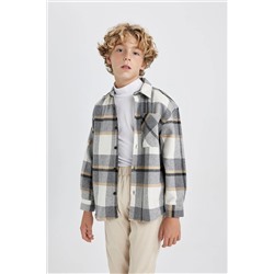 Defacto Erkek Çocuk Oversize Fit Kareli Flanel Uzun Kollu Gömlek B4085A823WN