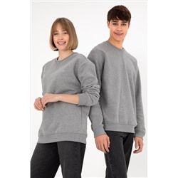 Erkek Gri Melanj Basic Sweatshirt