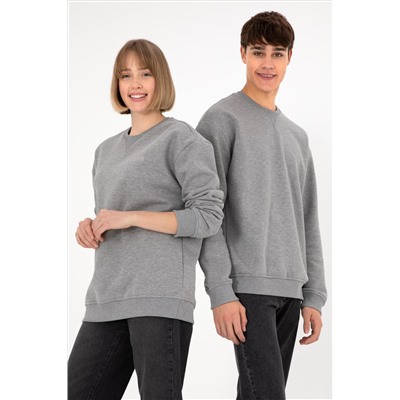 Erkek Gri Melanj Basic Sweatshirt