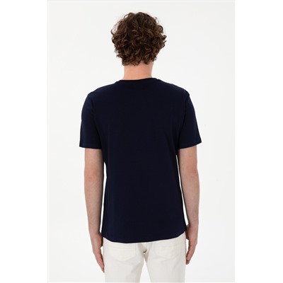 Erkek Regular Fit Bisiklet Yaka Lacivert Basic Tişört
