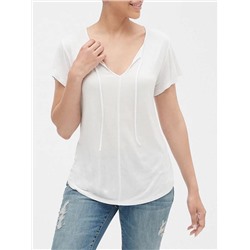 Luxe Jersey Tie-Neck T-Shirt