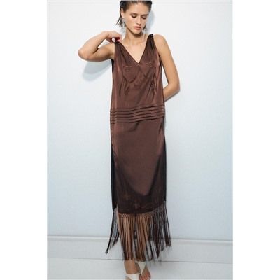 EMBROIDERED FRINGED DRESS ZW COLLECTION