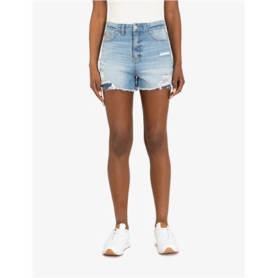 HIGH RISE CURVY SHORTS WITH RAW HEM