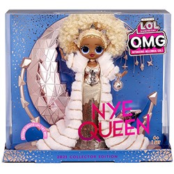 LOL Surprise Holiday OMG 2021 Collector NYE Queen Fashion Doll with Gold Fashions, Accessories, New Year's Celebration Outfit, Light Up Stand– Gift for Kids & Collectors, Toys for Girls Ages 4 5 6 7+