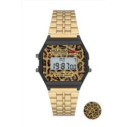 Aqua Di Polo 1987 Kadın Altın Retro Leopar Dijital Kol Saati Apwa064700 APWA0647