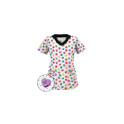 UA Candy Hearts White Print Scrub Top