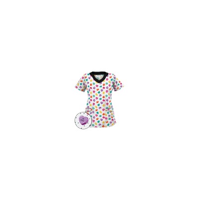 UA Candy Hearts White Print Scrub Top