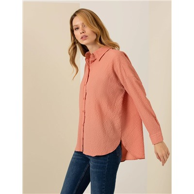 Pembe Oversize Uzun Kollu Gömlek