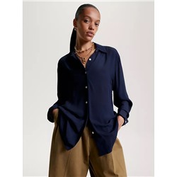 TOMMY HILFIGER RELAXED FIT SOLID CREPE SHIRT