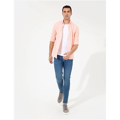 Turuncu Slim Fit Oxford Gömlek