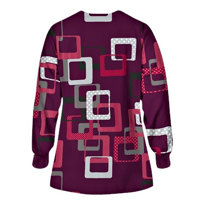 UA Sassy Square Wine Print Scrub Jacket
