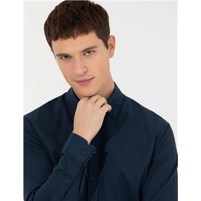 Lacivert Regular Fit Uzun Kollu Gömlek