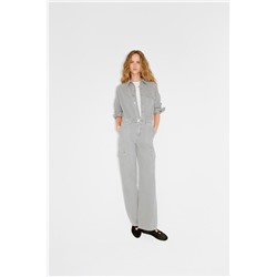 TRF FADED-EFFECT DENIM JUMPSUIT