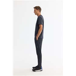 Antrasit Bisiklet Yaka Baskılı Elastan T-Shirt