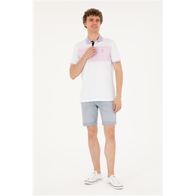 Erkek Regular Fit Polo Yaka Lila Tişört