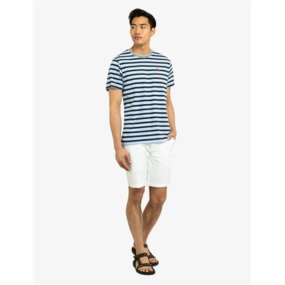 YARN DYE STRIPE JERSEY CREW NECK T-SHIRT