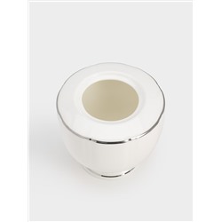 Сахарница, 10,5 см, 250 мл, фарфор F, белая, с серебристым кантом, Lotus silver