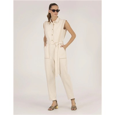 Krem Comfort Fit Dokuma Tulum