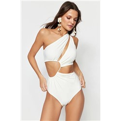 TRENDYOLMİLLA Ekru Tek Omuz Tünelli Mayokini TBESS23MA00206
