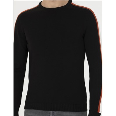 Siyah Slim Fit Bisiklet Yaka Triko Kazak