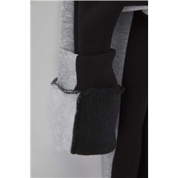 Gri Melanj Renk Bloklu Geniş Kalıp İçi Polarlı Örme Spor Büyük Beden Sweatshirt TBBAW26AO00011