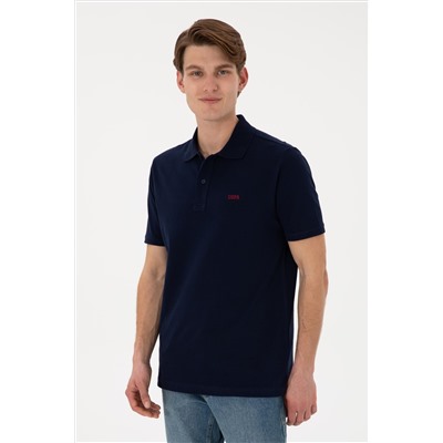 Erkek Regular Fit Polo Yaka Lacivert Basic Tişört