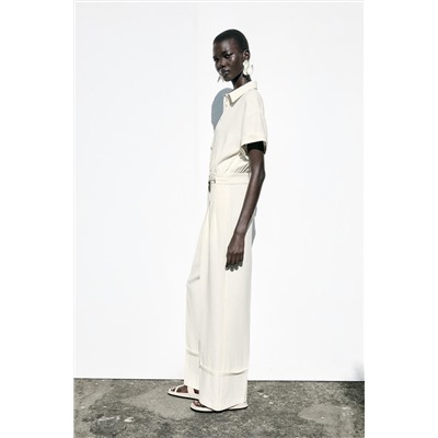 CREPE BUCKLE WAIST JUMPSUIT