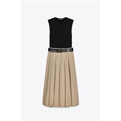 CONTRAST DRESS WITH SHOULDER PADS