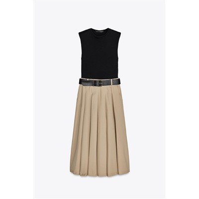CONTRAST DRESS WITH SHOULDER PADS