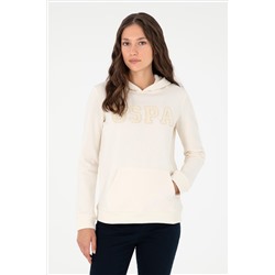 Kadın Krem Basic Kapüşonlu Sweatshirt