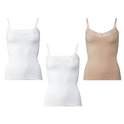 ESMARA® Lingerie ESMARA® Spaghettiträgerhemden Damen, 3 Stück, mit Bio-Baumwolle und Elasthan