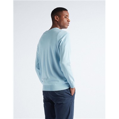 Knitted Jumper, Men, Light Blue