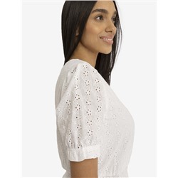 SHORT SLEEVE EYELET RUFFLE DRESS