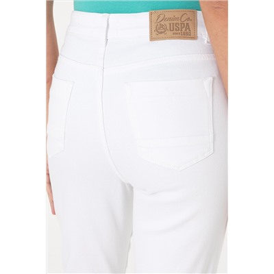 Kadın Beyaz Slim Flare Cropped Fit Jean Pantolon