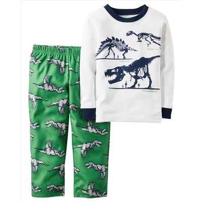 2-Piece Cotton & Fleece PJs