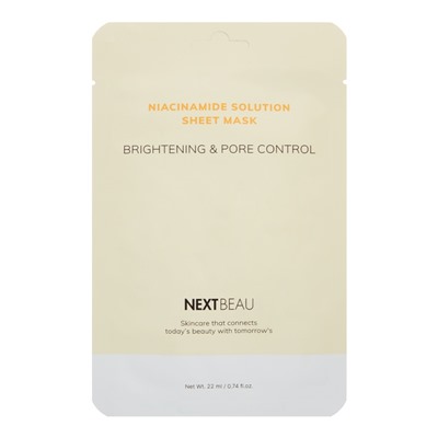 NEXTBEAU Niacinamide Solution Sheet Mask Brightening &amp; Pore Control Выравнивающая тканевая маска с ниацинамидом 22мл