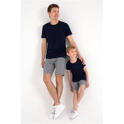 Erkek Regular Fit Bisiklet Yaka Lacivert Basic Tişört