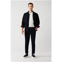 Avva Erkek Lacivert Yanı Lastikli Dokulu Slim Fit Jogger Pantolon A32Y3054