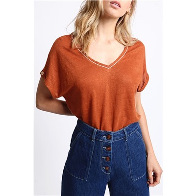 Camiseta de lino Terracota