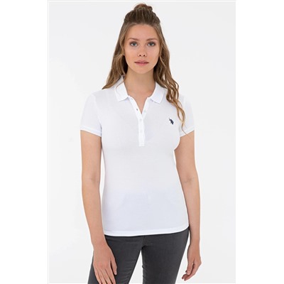 Kadın Beyaz Basic Polo Yaka Tişört