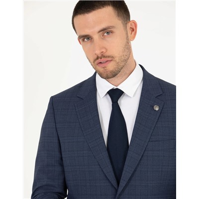 Ekose İndigo Slim Fit Takım Elbise