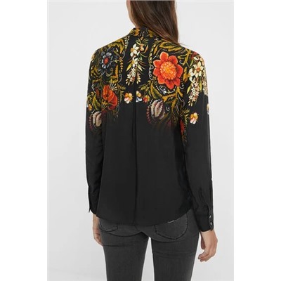 Blusa floral seda con lazo
