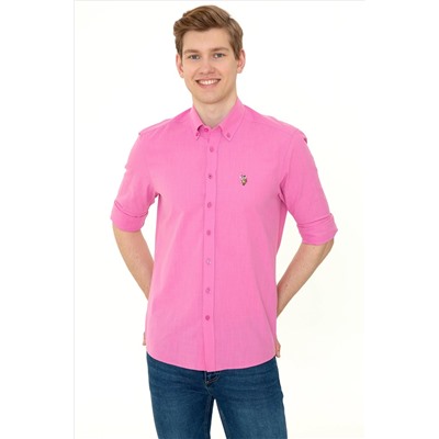 Erkek Pembe Uzun Kollu Basic Gömlek