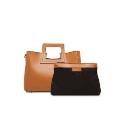 Bolso de piel y neceser Jane Camel