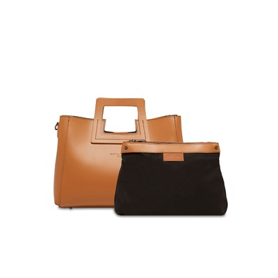 Bolso de piel y neceser Jane Camel